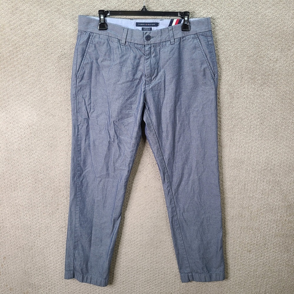 Tommy Hilfiger Pants Mens 32x32 Blue Custom Fit Chino Cotton Casual Workwear